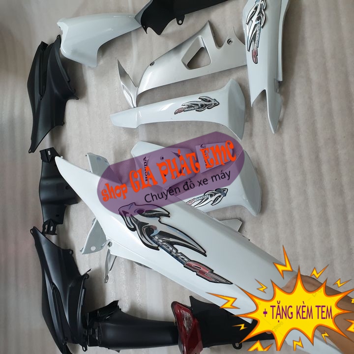 [ KÈM TEM 3 LỚP ] Dàn áo màu TRẮNG 2006-2016 xe Wave RS - Wave alpha - Wave S100 ,gắn zin cho xe,cao cấp - bền đẹp