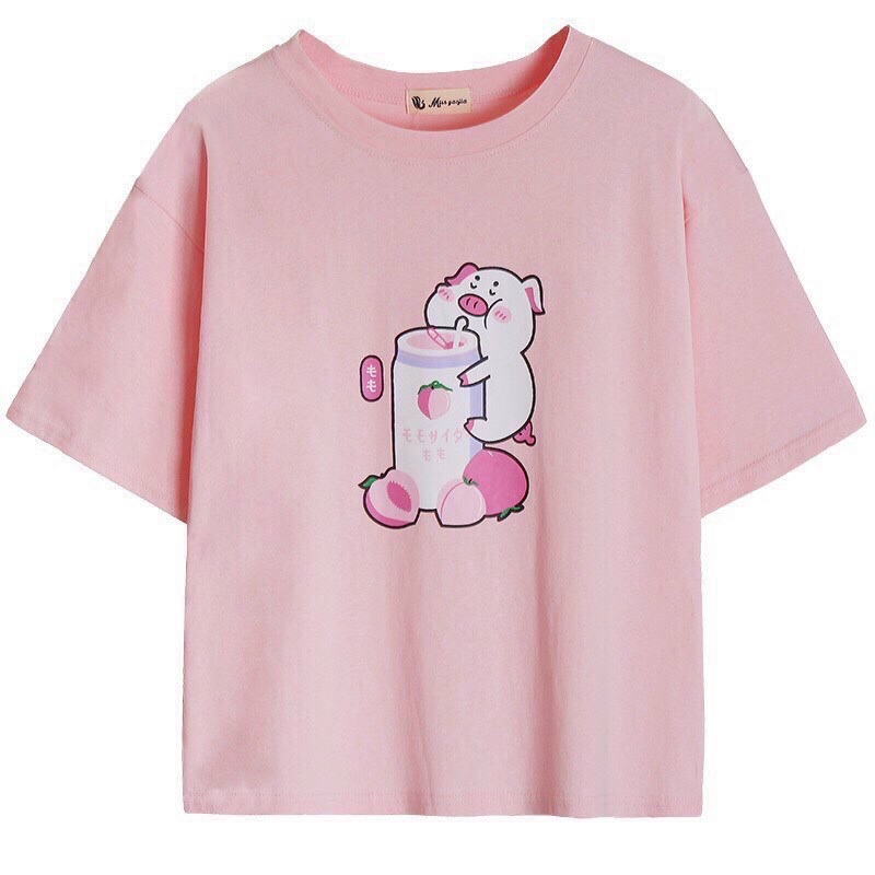 [HCM]Áo thun nam nữ form rộng tay lỡ Unisex IN HÌNH HEO HỒNG CUTE form rộng Hàn Quốc cực hot tại TJI STORE