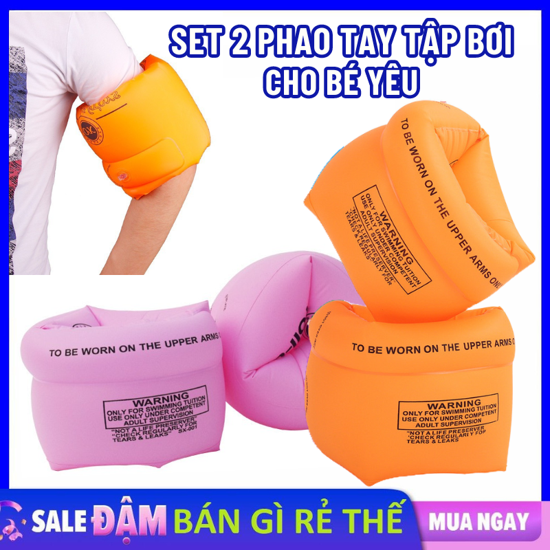 SET 2 Chiếc Phao Tay Cho Bé Tập Bơi - Phao Bơi , Phao Tập Bơi Đeo Tay Chất Liệu Dày Dặn An Toàn Loại Xịn Thích Hợp Mang Đi Biển ( Nhiều Màu )