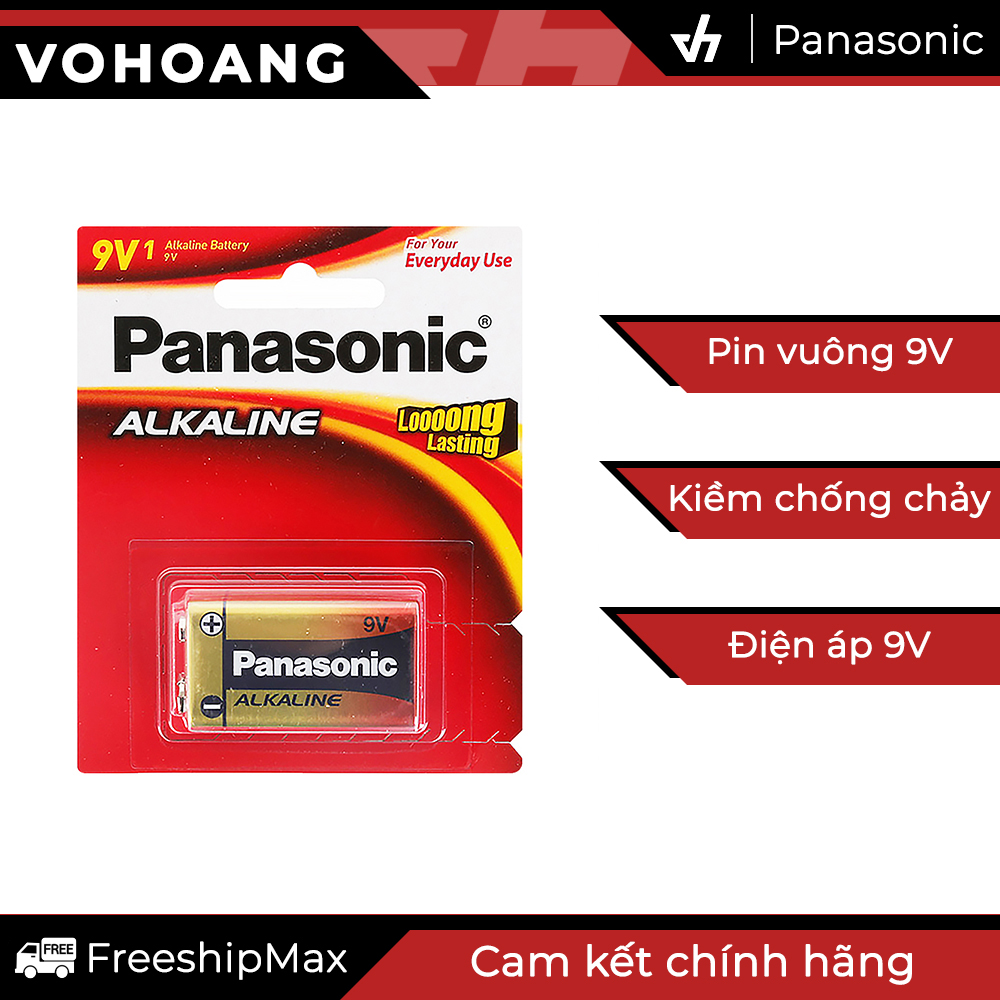 Pin vuông 9V kiềm chống chảy - Panasonic 9V Alkaline