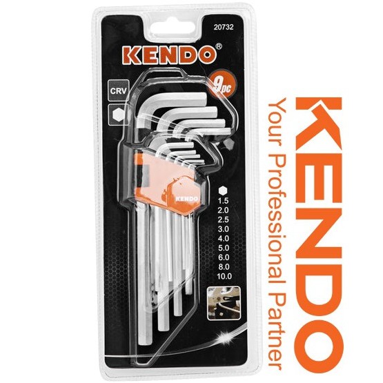Bộ 9 cây lục giác đầu bằng crv kendo 20732