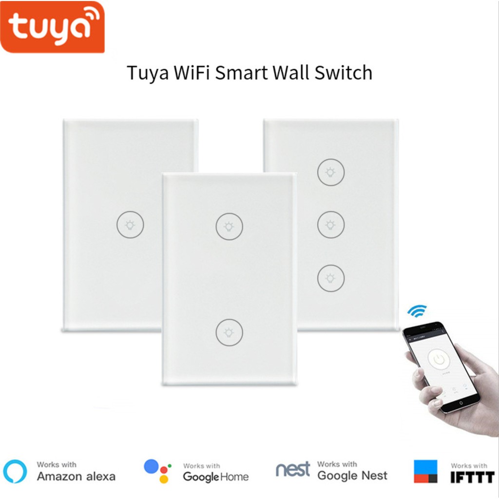 CÔNG TẮC WIFI + RF 1 NÚT KHÔNG DÙNG DÂY N APP TUYA MẶT KÍNH CƯỜNG LỰC