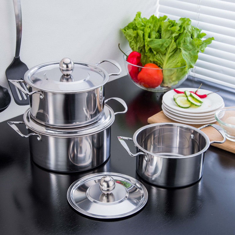 Bộ Nồi Inox - Set 3 Nồi Inox Dùng Cho Hồng Ngoại, Bếp Gas - Nồi Có NắpTay Cầm Cao Cấp Không Gỉ, Hàng Chính Hãng Chất Lượng Tại VINEMART SG.