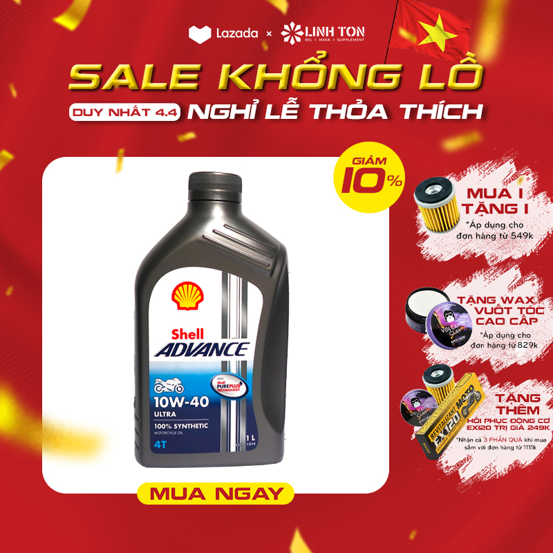 (Châu Âu tem 2 lớp) Nhớt nhập khẩu Shell Advance 4T Ultra 10W40