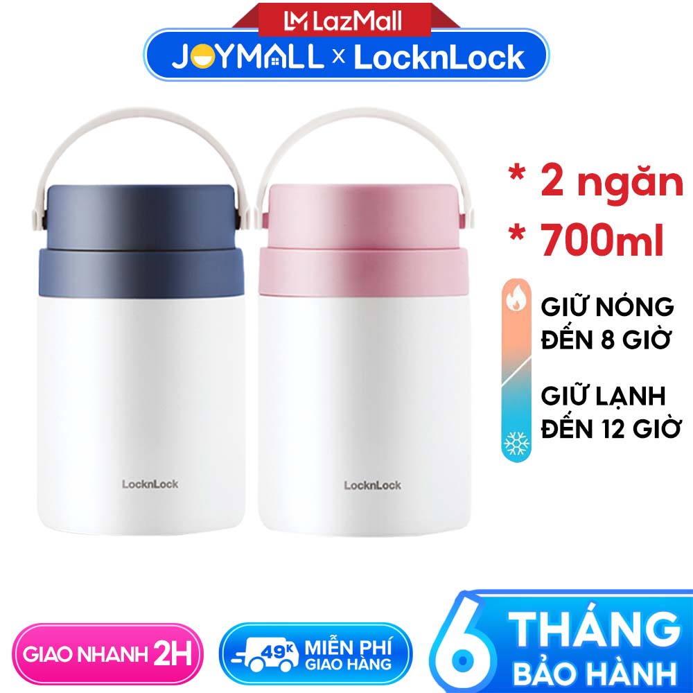 Hộp giữ nhiệt LocknLock 2 ngăn LHC8042 700ml - Hàng chính hãng, giữ nhiệt thời gian dài, có kèm muỗng - JoyMall