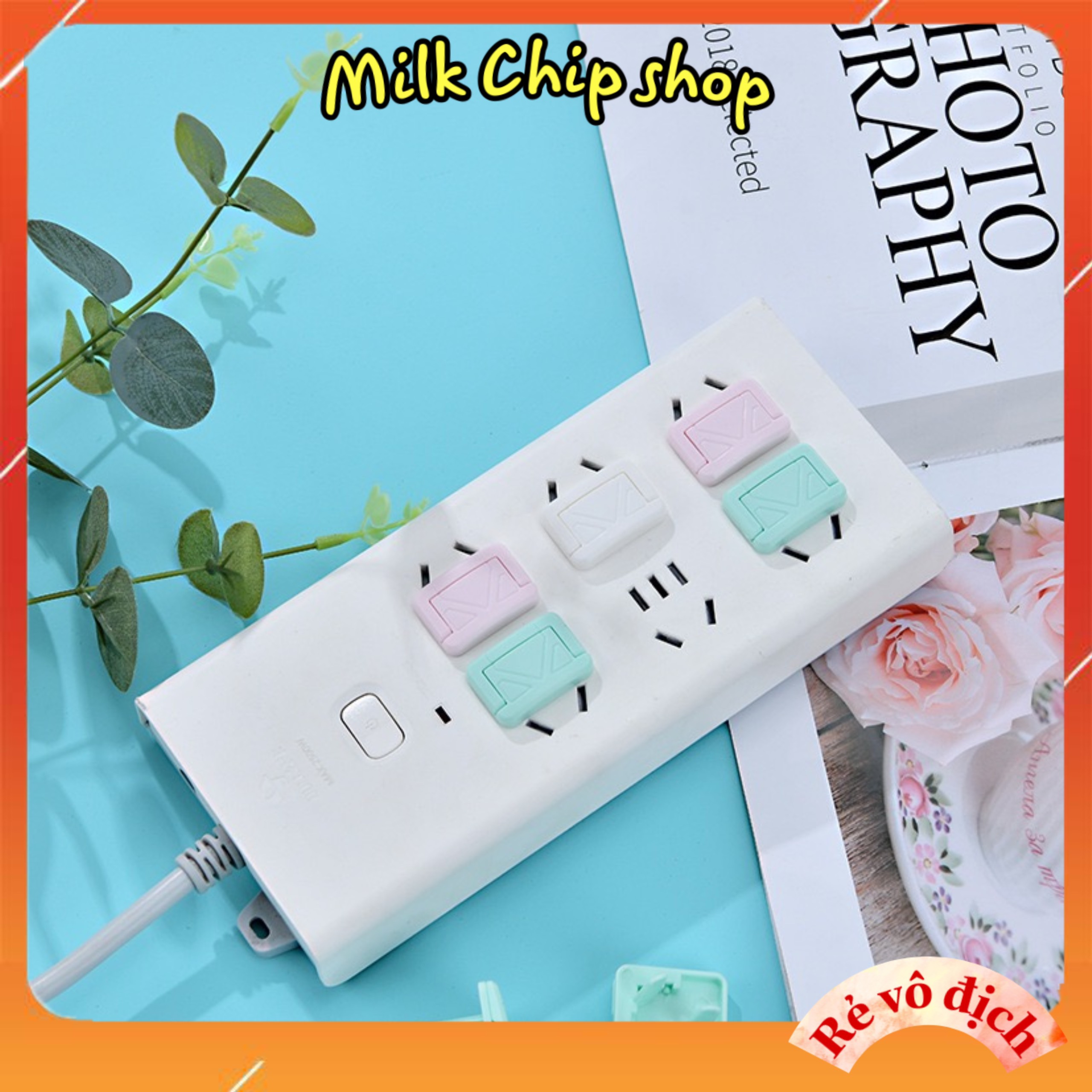 Bịt ổ điện, nút chặn ổ điện chống giật an toàn cho bé loại 2 chân, 3 chân combo 10 nút