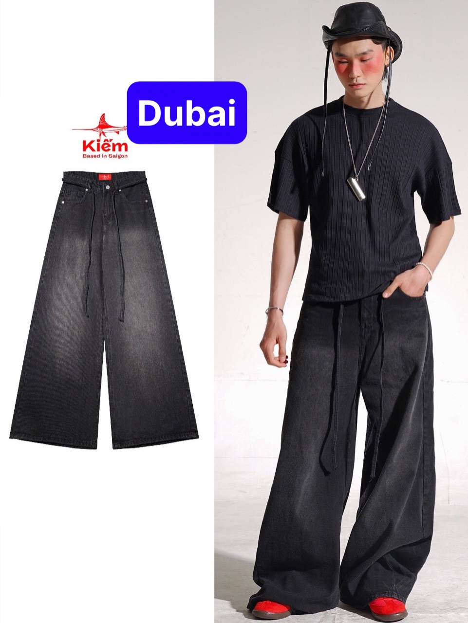 QUẦN JEANS NAM NỮ UNISEX WIDE LEG JEANS DÀI ỐNG SIÊU RỘNG MÀU ĐEN SÀNH ĐIỆU - DUBAI FASHION