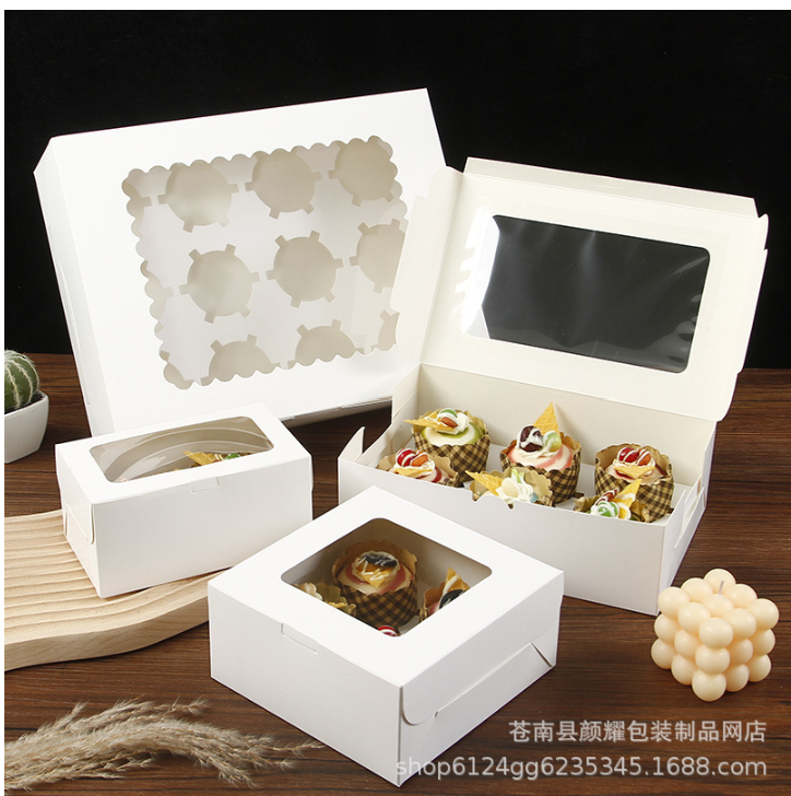 5 cái hộp cupcake 2 ô, 4 ô, 6 ô hoặc 12 ô nắp gập dùng đựng bánh màu nâu hoặc trắng
