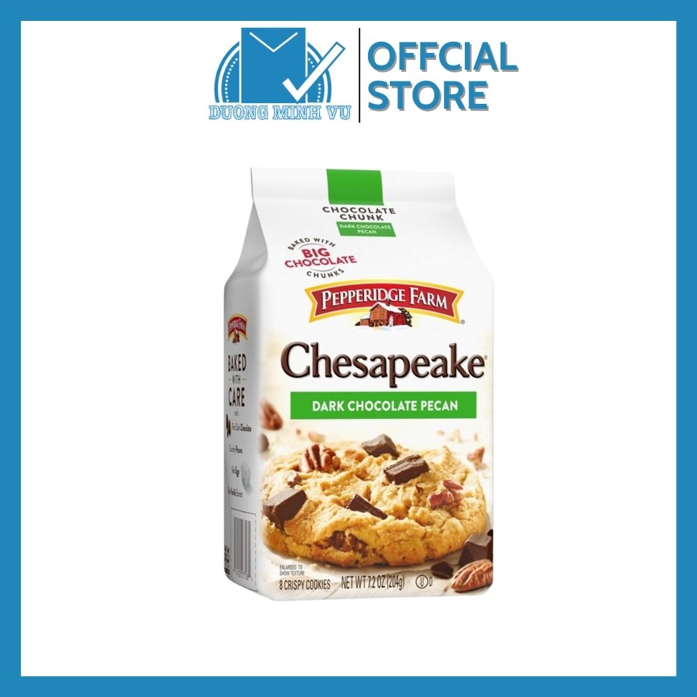 Bánh quy vị sô-cô-la đen và hạt hồ đào chesapeake pepperidge farm 204g