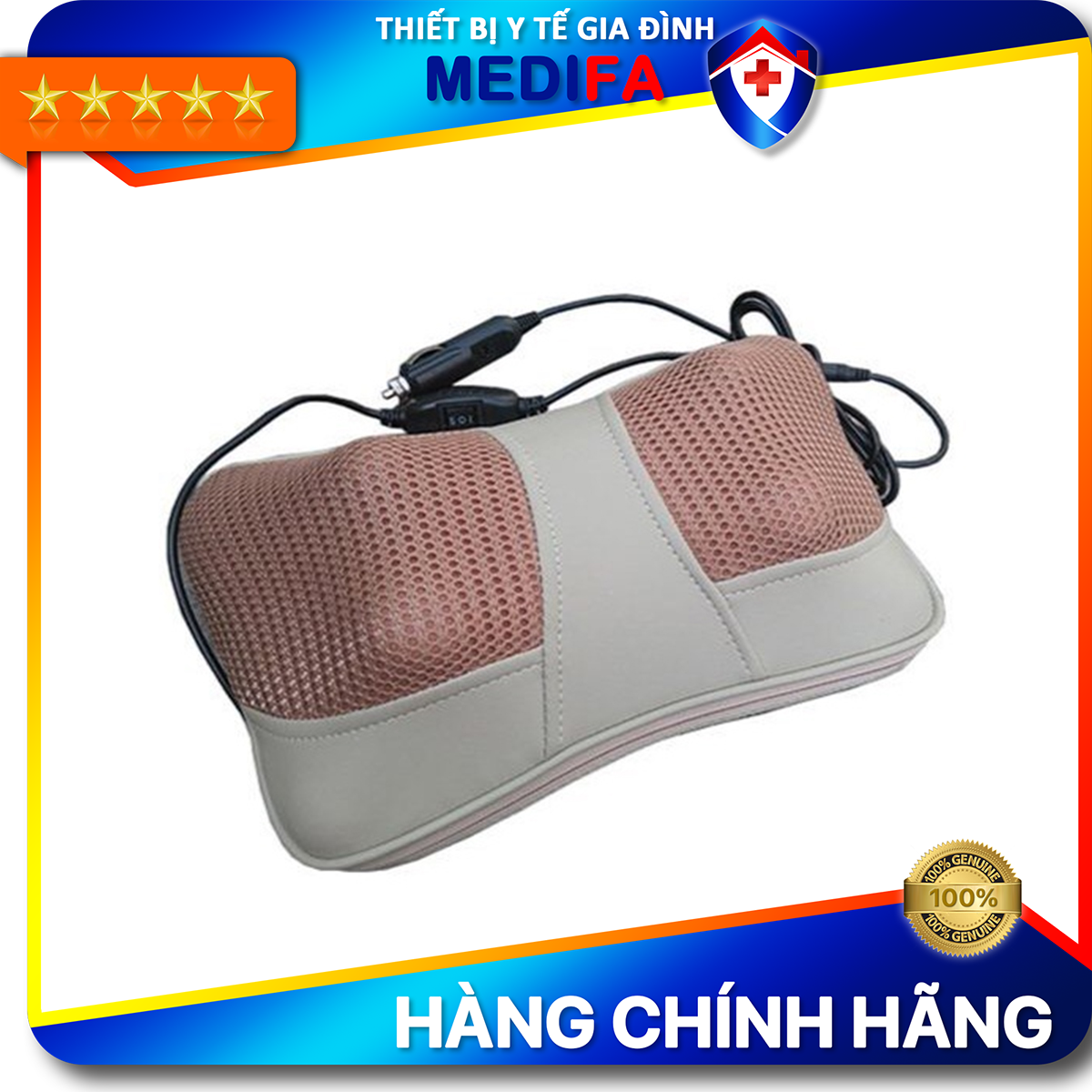 Gối massage hồng ngoại Nhật Bản AKIKO Q-021 Gồm 6 bi, chât liệu da sang trọng cho ô tô