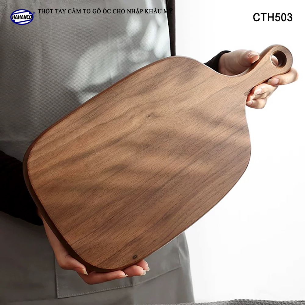 Thớt gỗ óc chó nhập khẩu Mỹ (CTH503) khay bánh mì/trái cây tráng miệng/ bít tết/ pizza/ phụ kiện chụp ảnh - HAHANCO