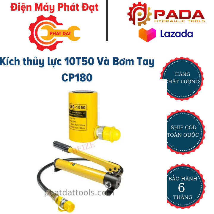 Combo kích thủy lực 10t50 và bơm tay cp180- bảo hành 6 tháng