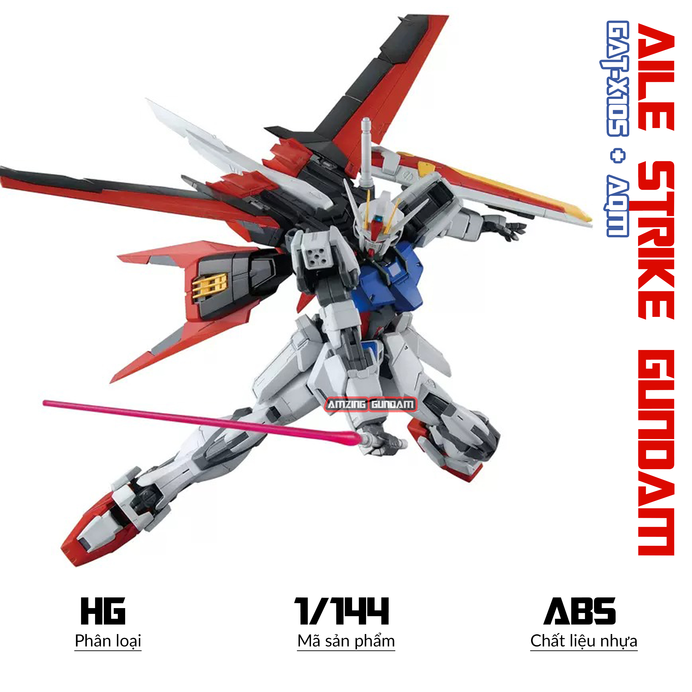 Mô hình Lắp ráp HG Gundam Aile Strike 1/144 Gunpla Mô hình nhựa Đồ chơi xếp hình thông minh