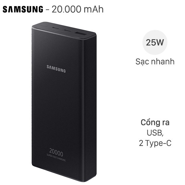 Pin sạc dự phòng polymer 20.000 mah type c pd samsung eb-p5300