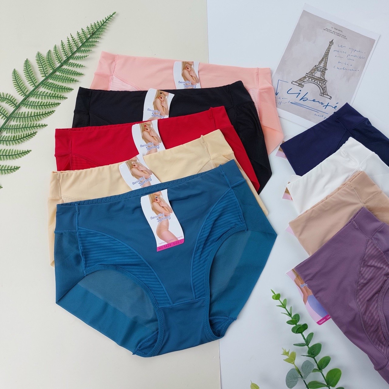  Combo 5 Quần lót nữ lưng cao tàng hình Beautiful Spring 5424 – Co giãn 4 chiều không viền 