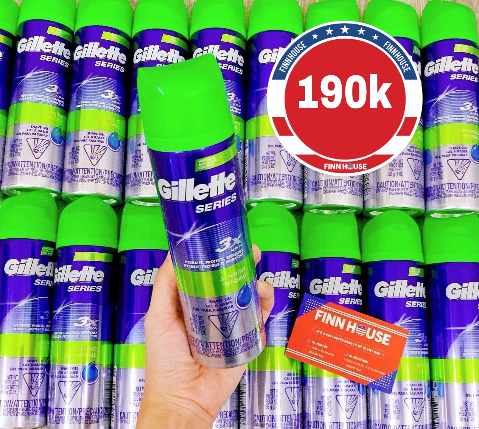 Gel cạo râu gillette series sensitive 198g