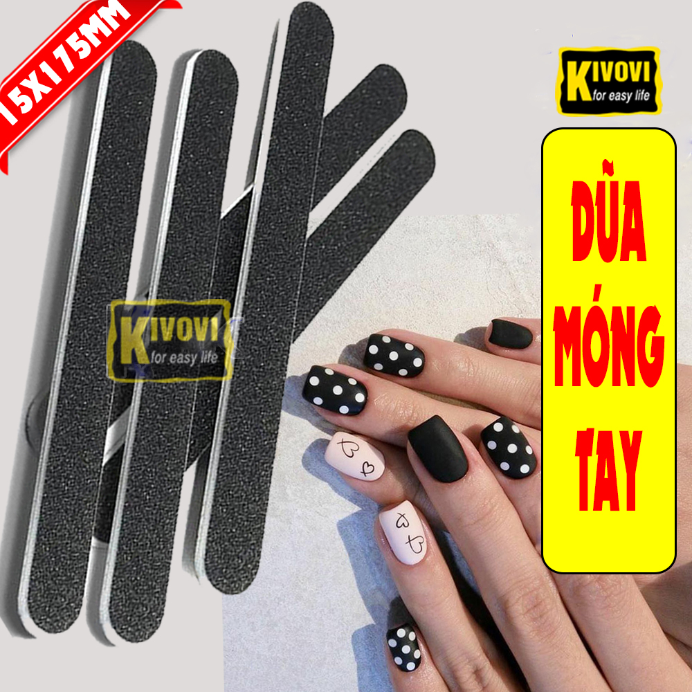 Dũa móng tay móng chân - mài dũa móng nail chà nhám tiện dụng hai mặt đen-kivo