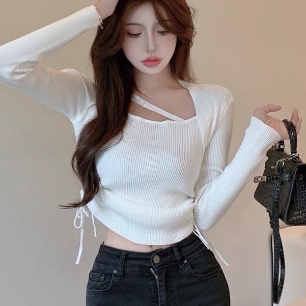 Ao croptop rut dây 2 bên c040 thiết kế kiểu dây chéo cổ cho nữ siêu xinh