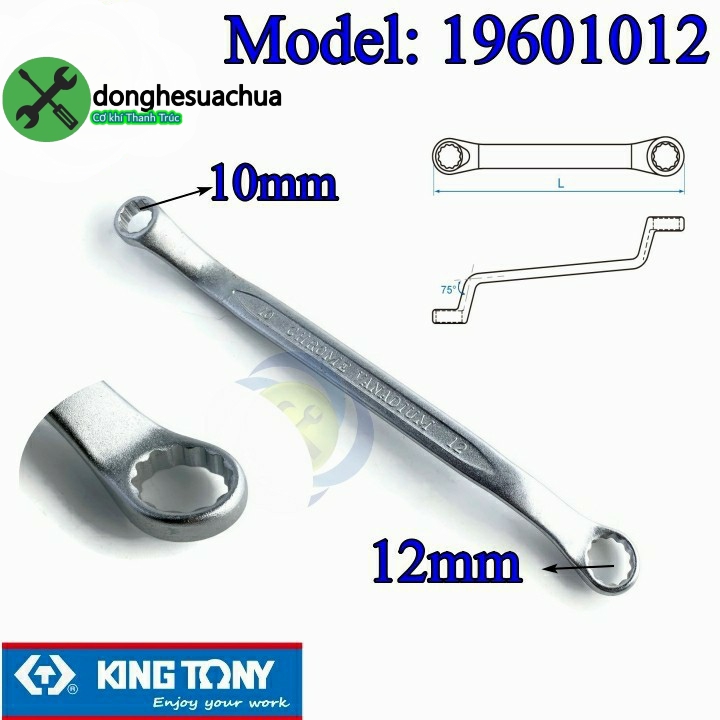 Cờ lê hai đầu tròng 10mm và 12mm kingtony 19601212