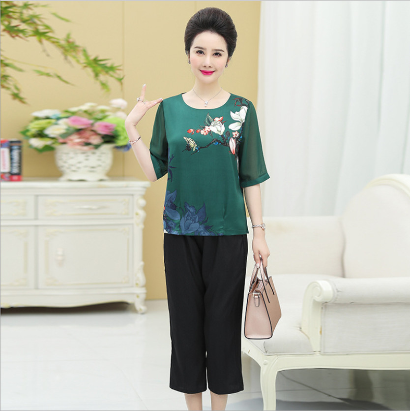 Bộ quần áo trung niên cho mẹ /  Thời trang mùa hè cho mẹ / Bộ đồ trung niên cao cấp