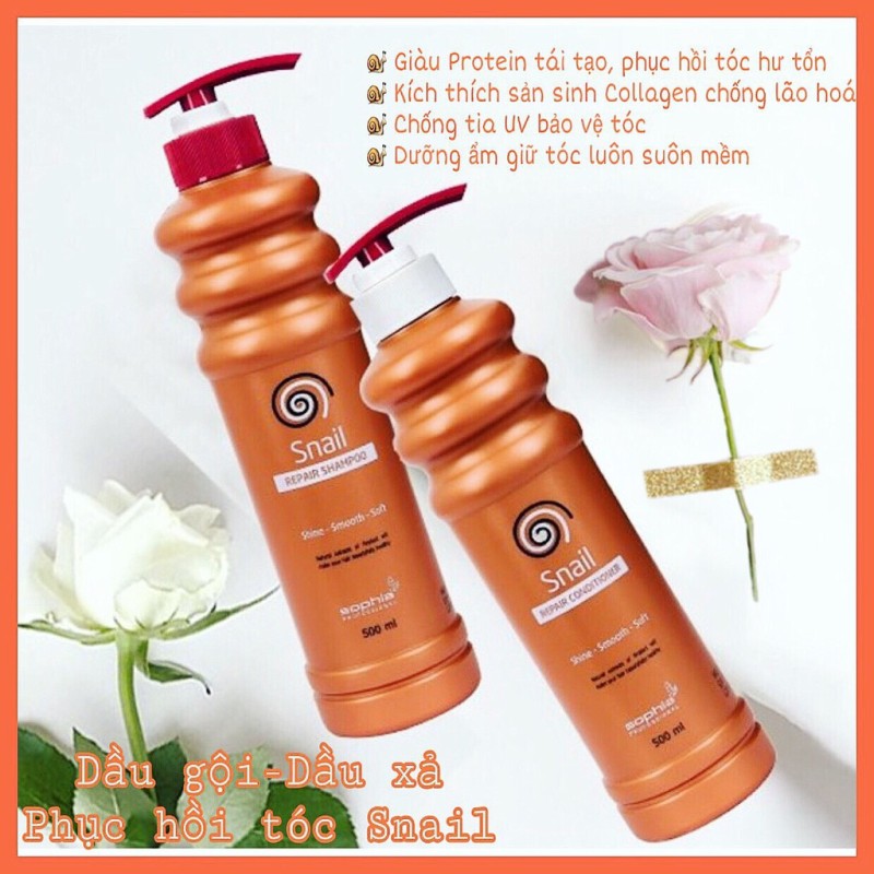 Dầu gội - xả Snail Sophia Platium siêu phục hồi chăm sóc tóc chuẩn đẹp từ chuyên gia