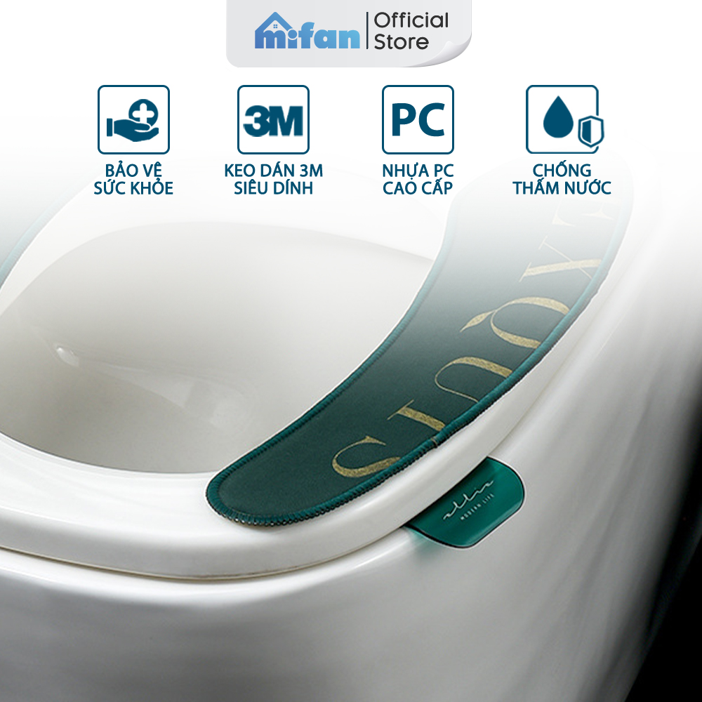 Miếng Dán Mở Nắp Bồn Cầu Cao Cấp MIFAN - Keo 3M Siêu Dính - Nâng, Đóng Nắp Bệt Vệ Sinh Tiện Lợi, An Toàn