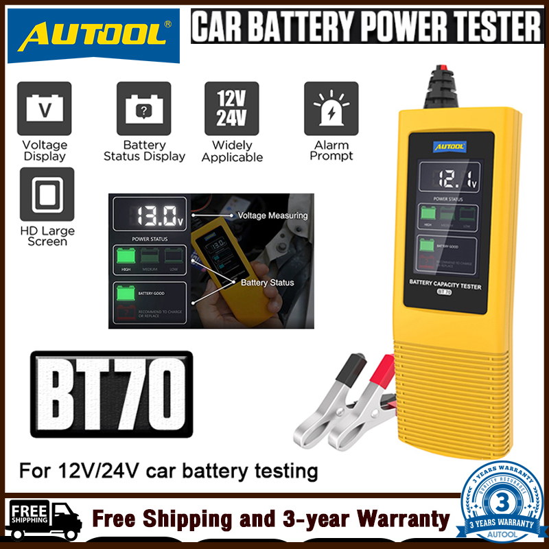 Autool máy kiểm tra ắc quy ô tô bt70 máy kiểm tra ắc quy ô tô máy kiểm tra mạch sạc 12v 100 đến 2000cca máy phân tích ắc quy 12v