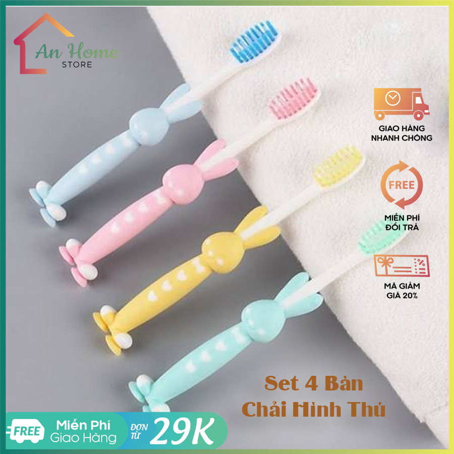 Set 4 bàn chải hình thú anhome có đế hít xuất nhật cho bé