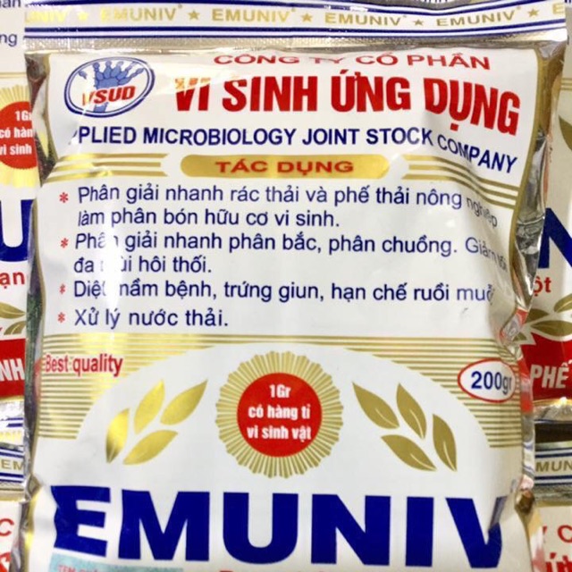 Chế phẩm vi sinh xử lý phế thải hữu cơ emuniv gói 200gr