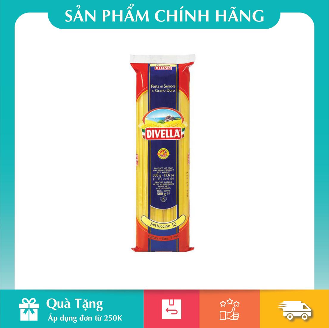 Mì spaghetti sợi dẹt fettucine số 12 số 14 divella 500gr