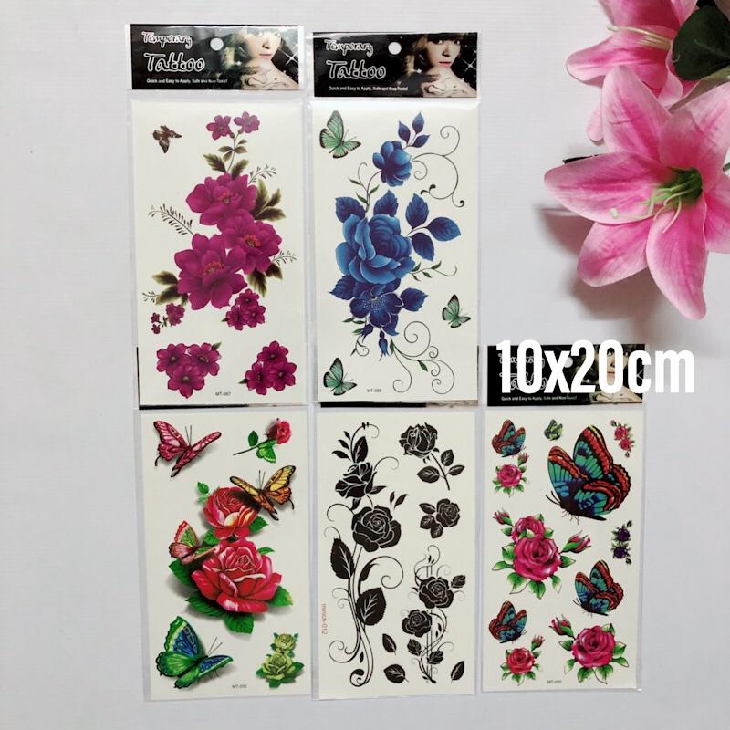 [HCM]Combo 5 tấm hình xăm hoa mẫu đơn 10x20cm MT-070