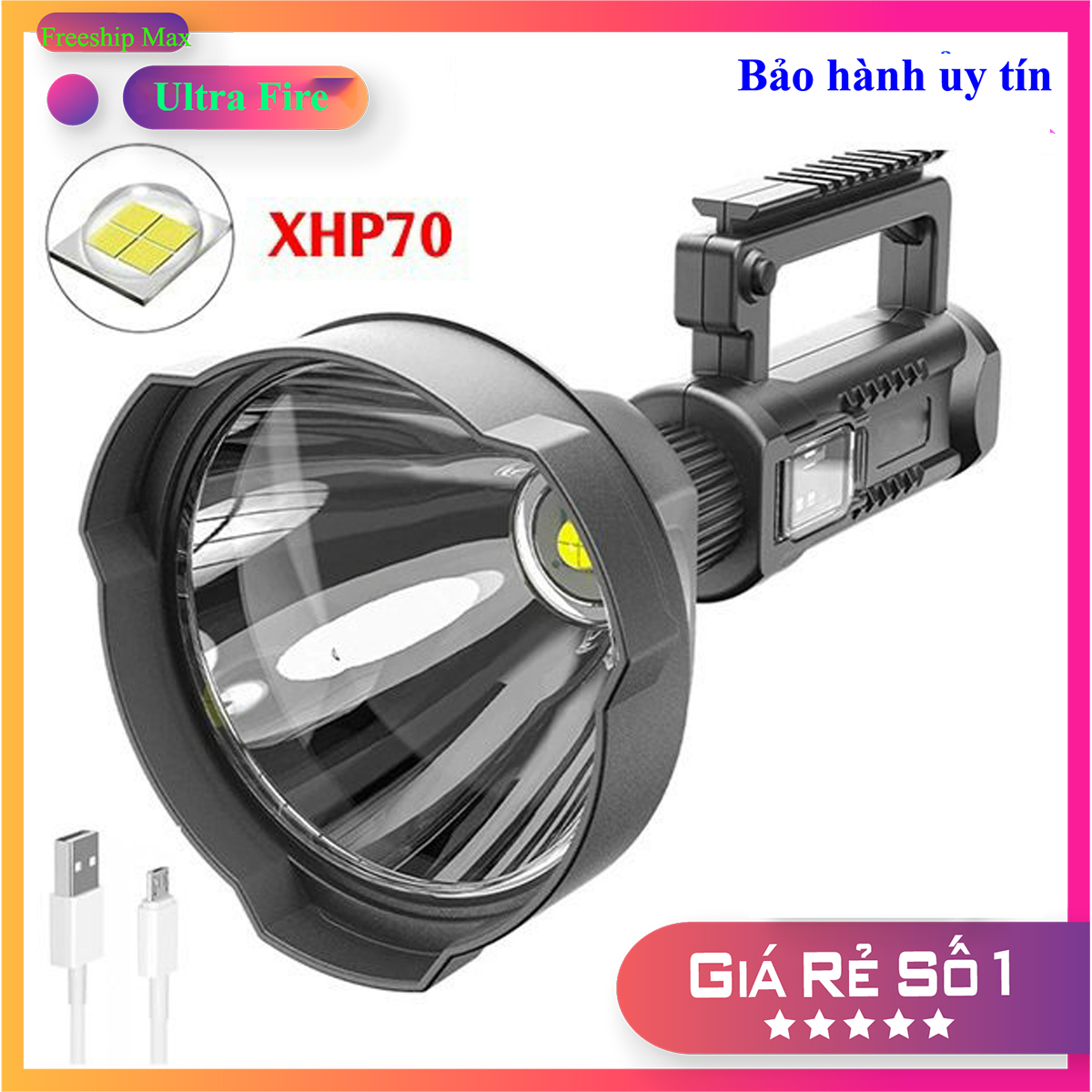 ⭐ Đèn pin công trường ⭐ Đèn pin công suất lớn ⭐ Đèn pin cầm tay W591 siêu sáng chuyên chiếu sáng công trường, nhà xưởng - Bảo hành 12 tháng