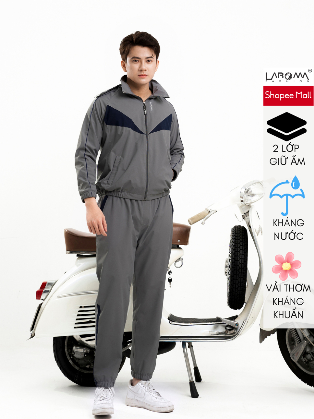 Bộ gió nam vải trơn Laroma | Cản gió - Giữ ấm - Vải thơm - Kháng khuẩn