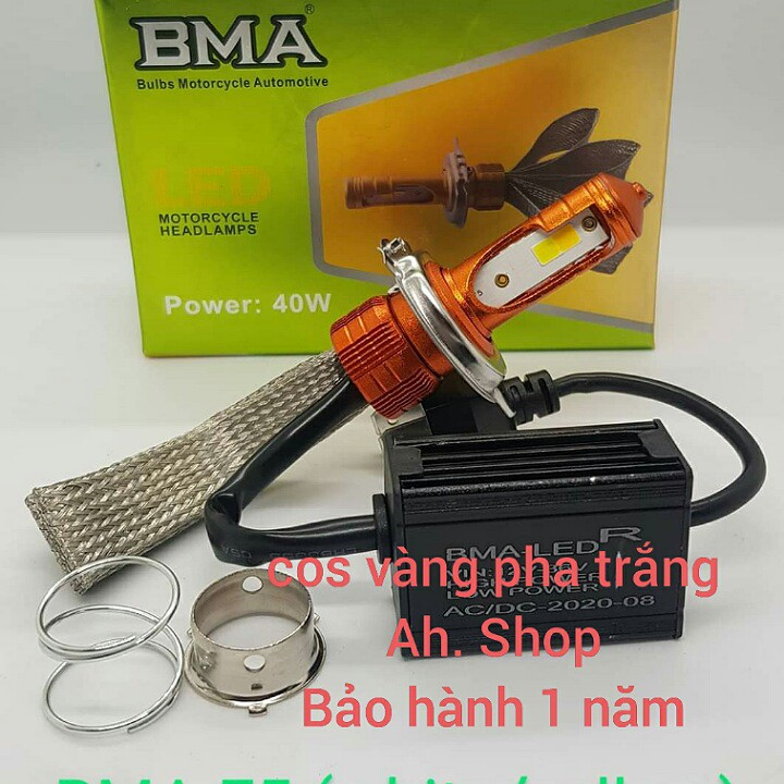 Bóng đèn led F5 BMA cos vàng pha trắng 40w chân h4 bảo hành 1 năm