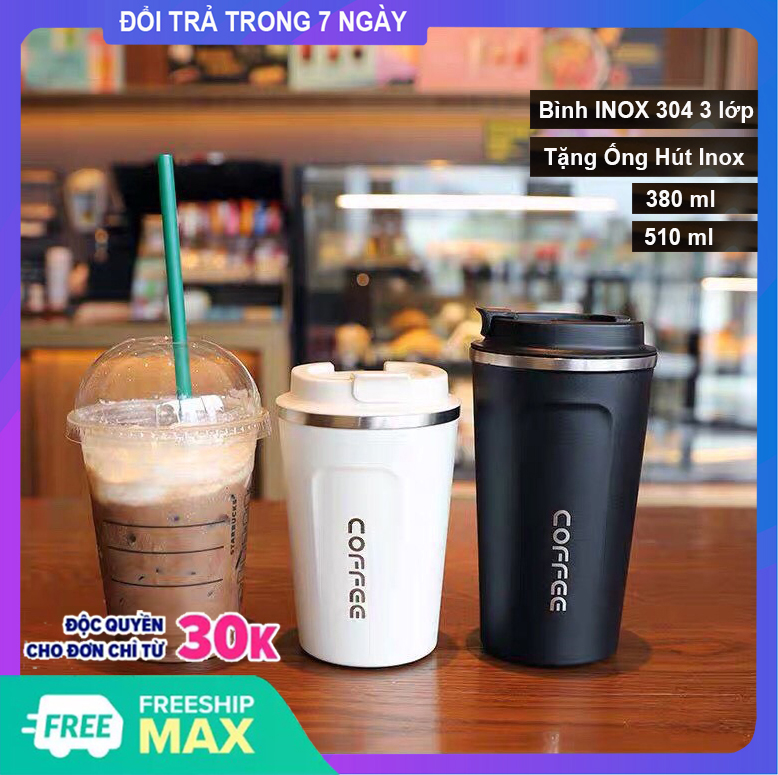 Bình Giữ Nhiệt Coffee Ly Giữ Nhiệt Cafe Thép Không Gỉ 380ml/510ml Bình Đựng Nước Giữ Nhiệt Inox304 Cốc Uống Nước Cốc Giữ Nhiệt