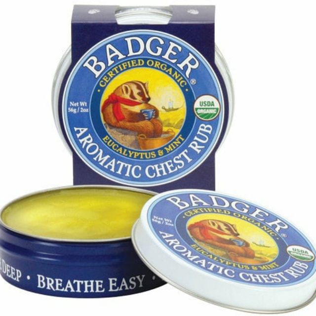 Sáp bôi làm ấm ngực hữu cơ badger 56g