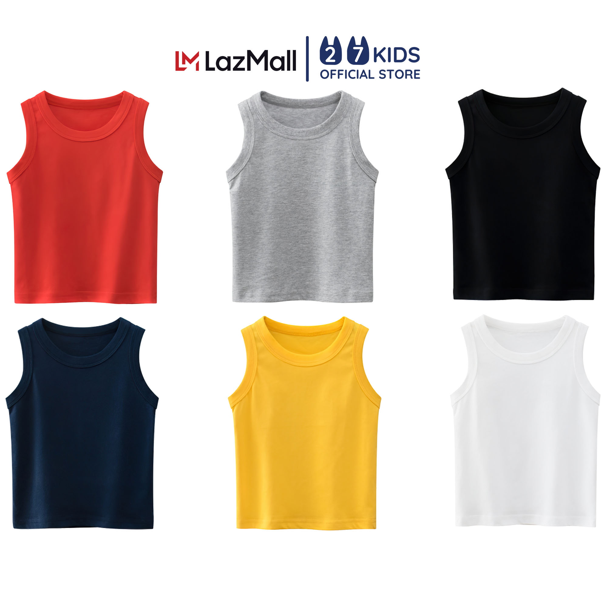 Áo thun ba lỗ bé trai bé gái 27kids áo 3 lỗ sát nách nam nữ 100% cotton cho trẻ từ 2-10 tuổi bstt4