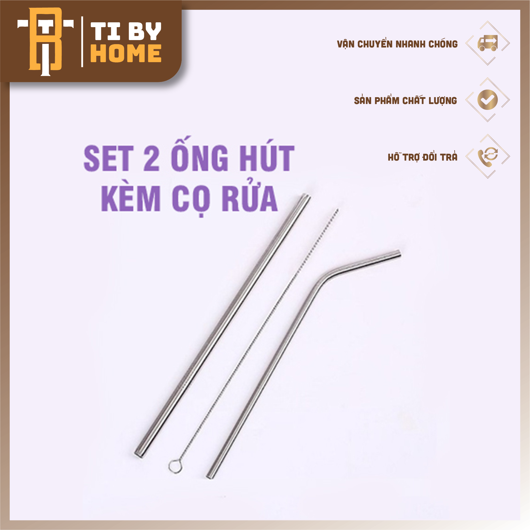 Bộ 2 ống hút inox 304 kèm cọ rửa - bộ ống hút inox kèm cọ rửa tiện lợi giá rẻ