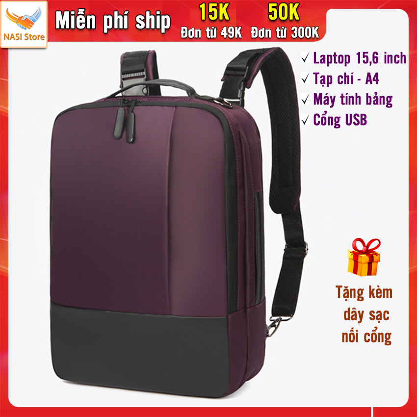 Balo laptop 15.6 inch B1064 NASI Store hàng cao cấp có cổng sạc tặng kèm dây sạc ba lô đựng laptop nam nữ mẫu mới thời trang cực chất