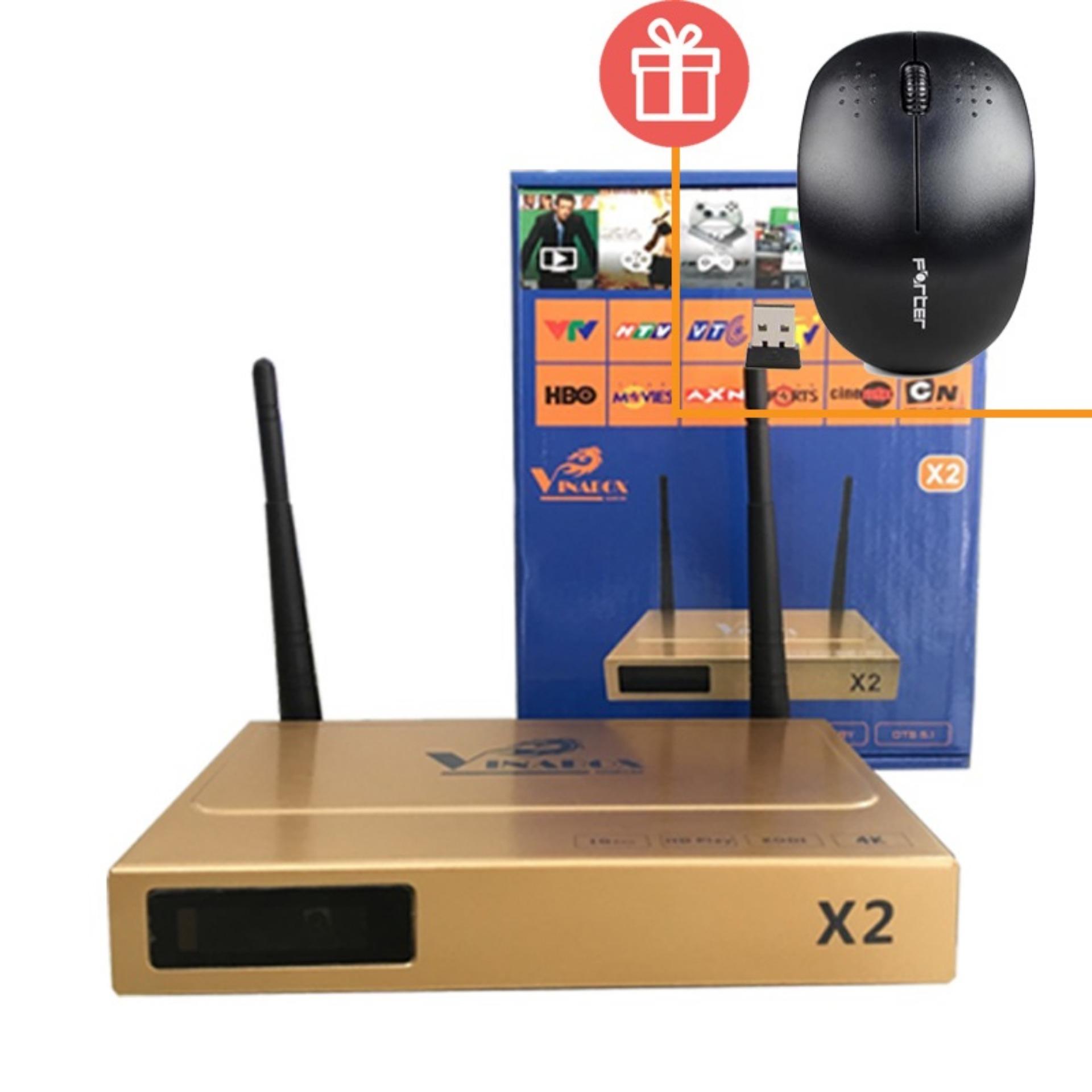 Android TV Box Vinabox X2 - Vàng Và Chuột Không Dây
