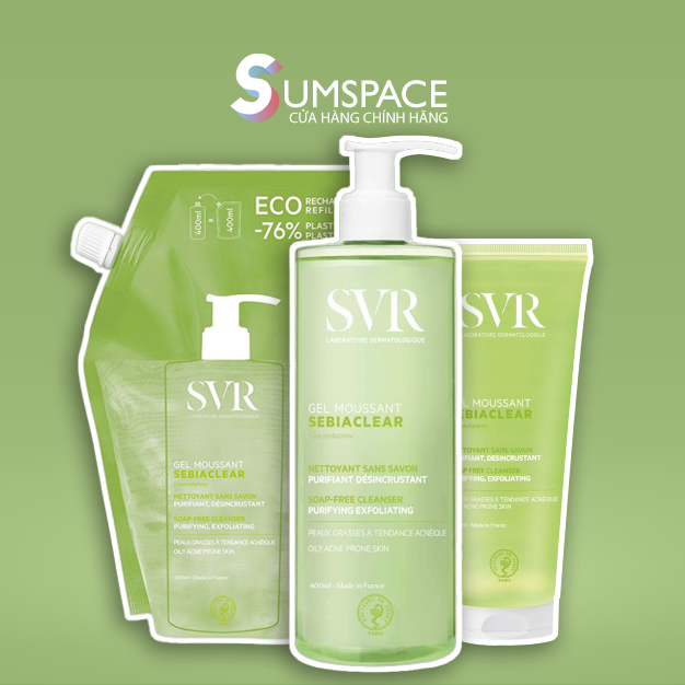 Gel rửa mặt svr sebiaclear gel moussant không chứa xà phòng cho da dầu