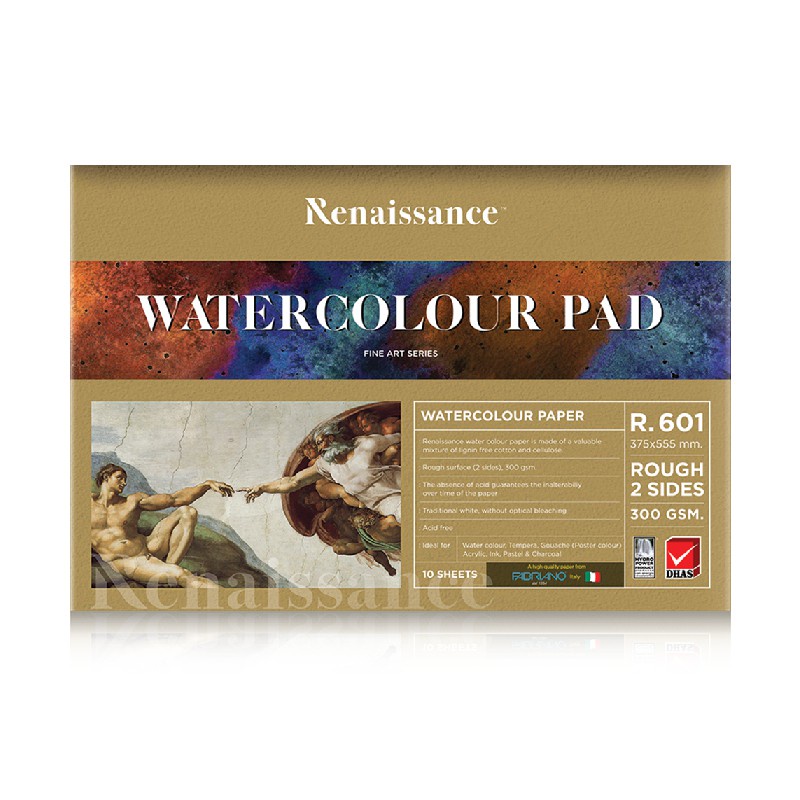 Tập vẽ phác thảo, vẽ màu nước renaissance r601 300gr 37.5x55.5cm 10 tờ