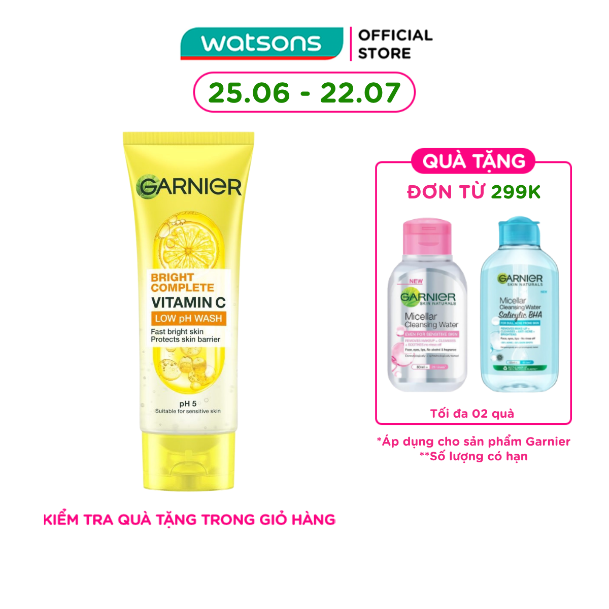 Sữa Rửa Mặt Sáng Da Garnier Bright Complete Vitamin C Low pH Wash 100ml