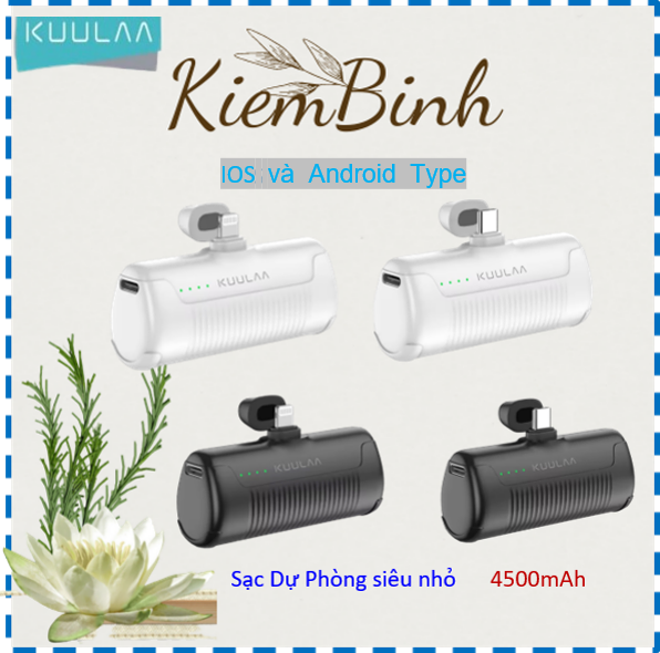 Sạc dự phòng mini KUULAA PD  4500mah thích hợp cho IPhone 14 13 12 pro max, SAMSUNG, XIAOMI, HUAWEI