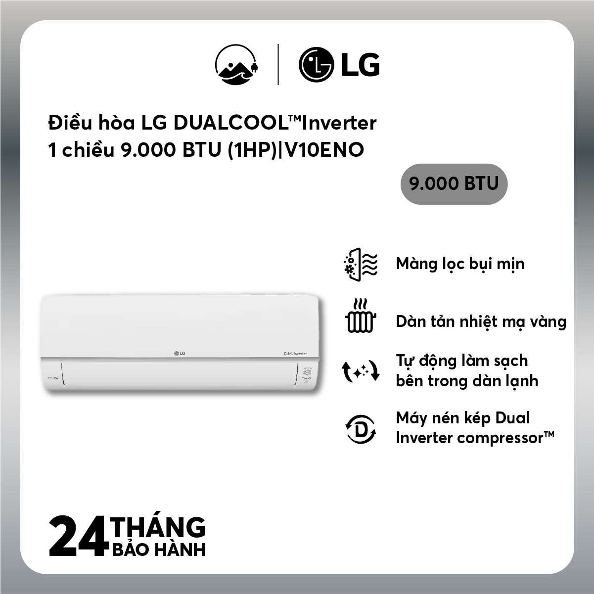 Điều hòa lg dualcool™ inverter 1 chiều 9000btu/12000btu