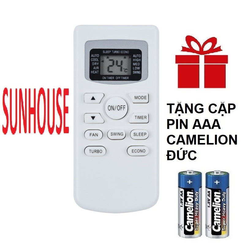 [HCM]Remote Điều Khiển Máy Lạnh Máy Điều Hòa SUNHOUSE mẫu 2 (HÀNG XỊN-TẶNG PIN)