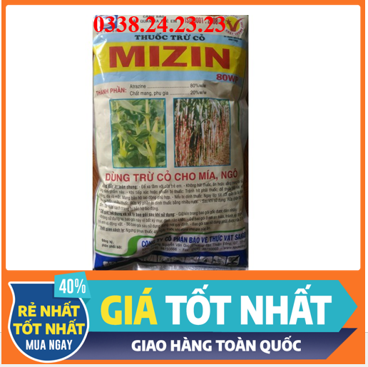 [FREESHIP+ QUÀ 5K] Thuốc trừ cỏ Mizin 80WP SPC 100gr Chuyên trừ cỏ Bắp và Mía gói 2 bình 18 lít- Nông Nghiệp Xanh- Tặng móc khóa xinh xắn+ khẩu trang 4 lớp kháng khuẩn, bao tay