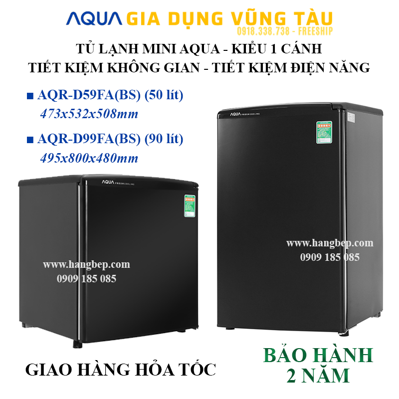 Tủ lạnh mini Aqua AQR-D99FA(BS) 90 lít / 50 lít - Tiết kiệm diện tích, bảo hành chính hãng