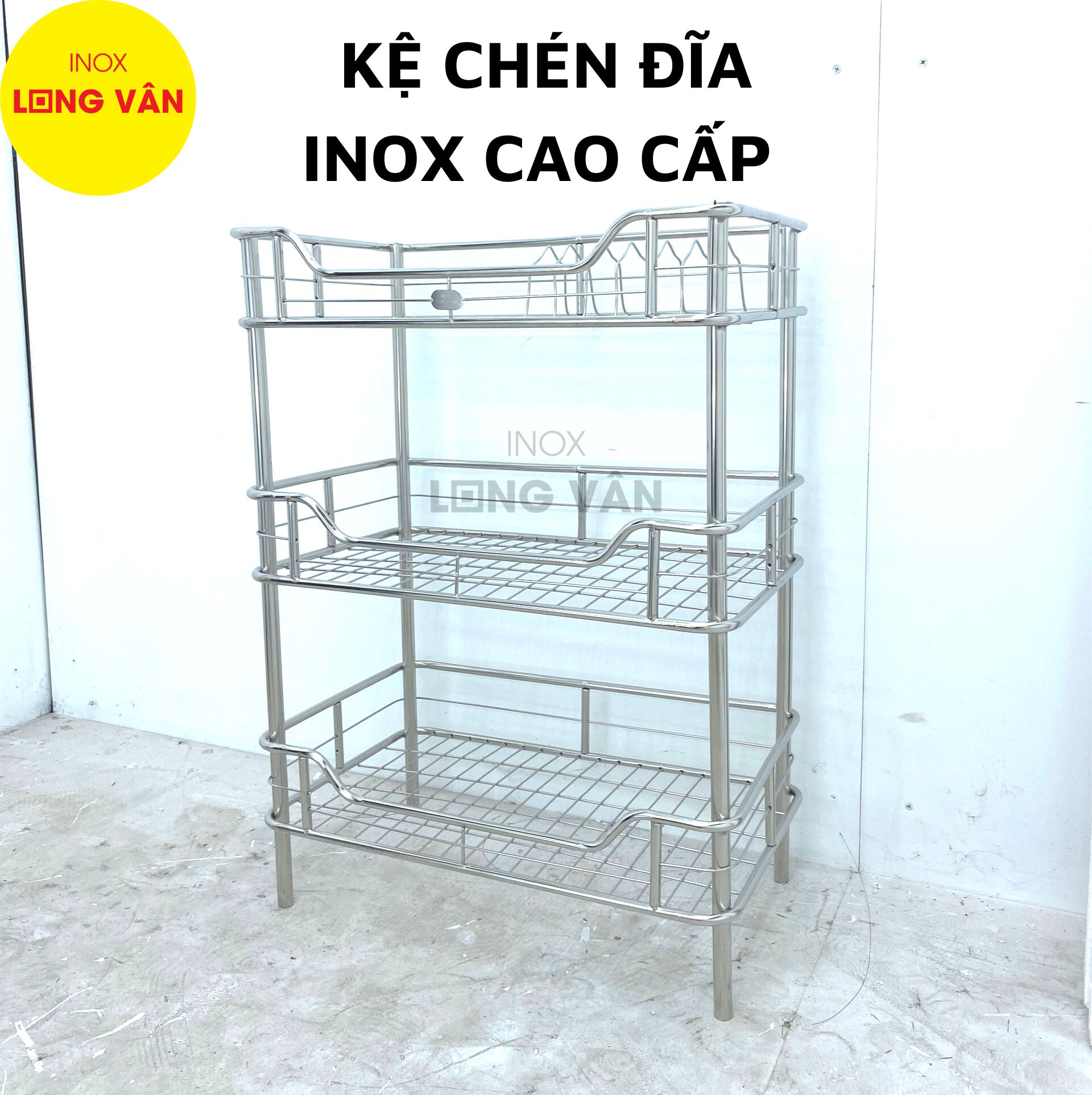 Kệ chén đĩa INOX cao cấp phòng bếp 2/3/4 tầng, kệ bếp Inox, kệ đứng Inox, có tặng kèm nút chân cao su