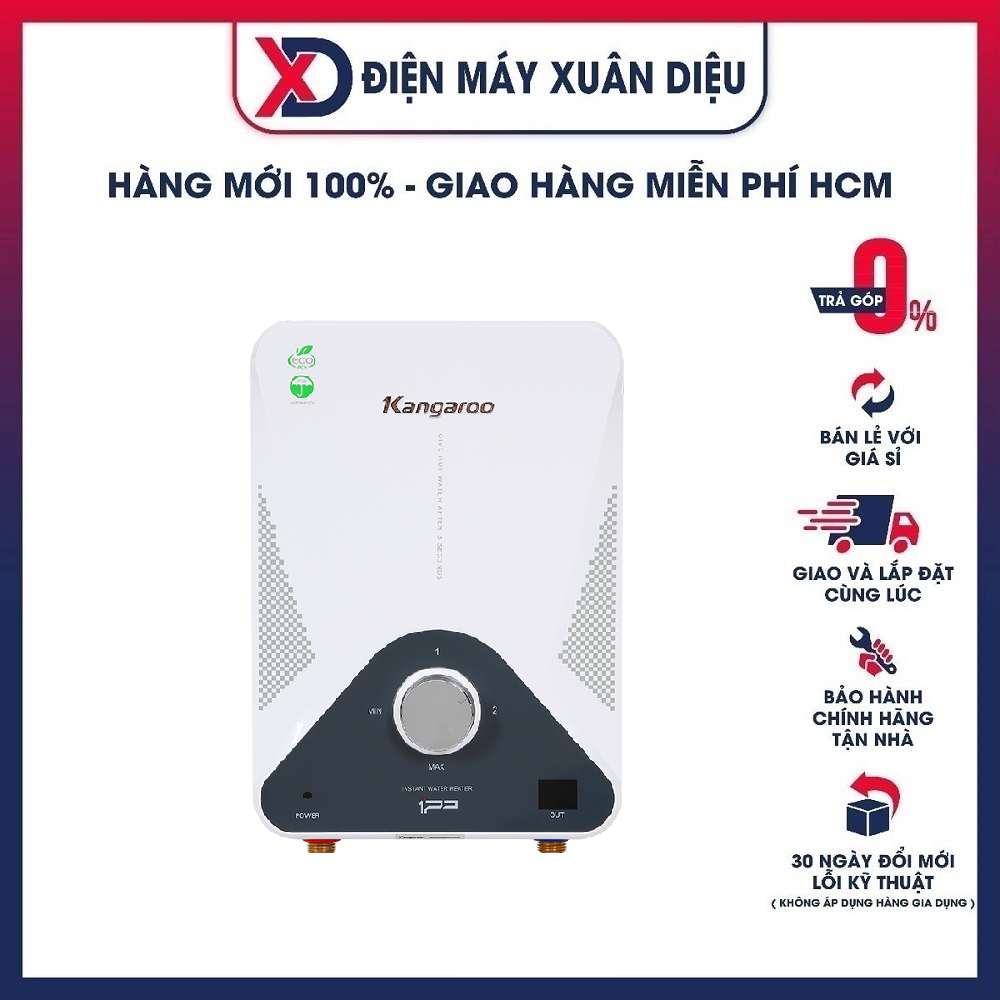 Máy nước nóng trực tiếp Kangaroo 4000W KG589GP - Có màn hình hiển thị nhiệt độ